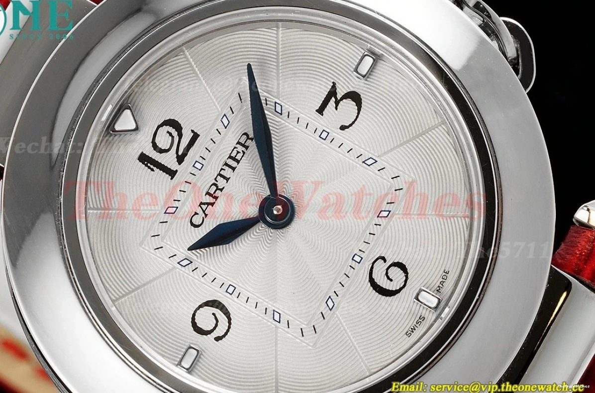 Pasha De 30mm Ladies Cartier Dial White Quartz SS LE Red AF 1203